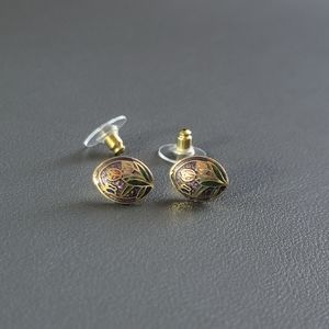 Vintage Tulip Motif cloisonne earrings